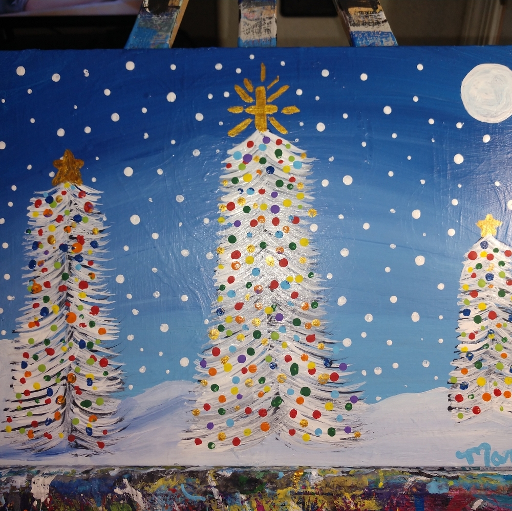 9x12Acrylic Xmas painting I support ASPCA ♥️🖌️